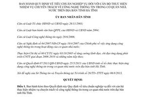 Quyết định 34/2013/QĐ-UBND tiêu chuẩn nghiệp vụ cán bộ chuyên trách công nghệ thông tin Hà Tĩnh