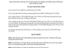 Quyết định 31/2013/QĐ-UBND Quy chế quản lý nhà nước thông tin đối ngoại Hà Tĩnh