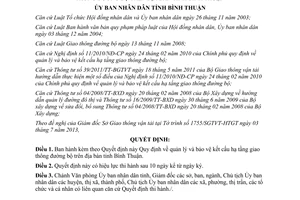 Quyết định 35/2013/QĐ-UBND quản lý bảo vệ kết cấu hạ tầng giao thông đường bộ Bình Thuận
