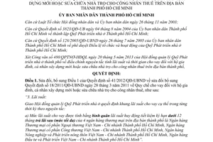 Quyết định 29/2013/QĐ-UBND cho vay xây dựng sửa chữa nhà trọ công nhân Hồ Chí Minh