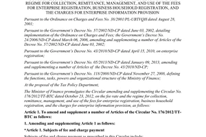 Circular No.106/2013/TT-BTC amending the Circular No.176/2012/TT-BTC on the fee