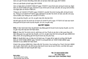 Quyết định 27/2013/QĐ-UBND lệ phí trước bạ tàu thuyền ô tô gắn máy Nam Định