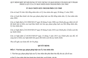 Quyết định 17/2013/QĐ-UBND xây dựng ban hành văn bản pháp luật Thành phố Cần Thơ