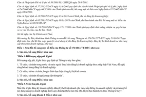 Thông tư 106/2013/TT-BTC sửa đổi Thông tư 176/2012/TT-BTC lệ phí đăng ký doanh nghiệp