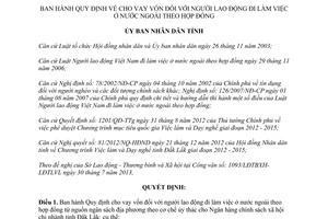 Quyết định 20/2013/QĐ-UBND cho vay vốn đi làm việc ở nước ngoài Đắk Lắk