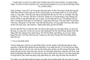 Thông báo 305/TB-VPCP năm 2013 ý kiến kết luận đẩy mạnh cải cách hành chính