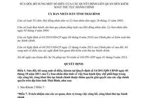 Quyết định 11/2013/QĐ-UBND sửa đổi quy định kiểm soát thủ tục hành chính Thái Bình