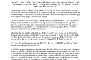 Chỉ thị 17/CT-UBND năm 2013 tăng cường đảm bảo an toàn giao thông vệ sinh môi trường Hà Nội