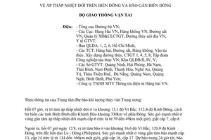Công điện 39/CĐ-BGTVT năm 2013 áp thấp nhiệt đới trên biển đông bão gần biển đông
