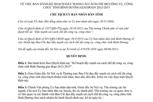 Quyết định 1935/QĐ-UBND 2013 đẩy mạnh cải cách chế độ công vụ công chức Bình Dương 2013 2015