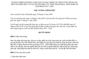 Quyết định 1379/QĐ-TTg năm 2013 giáo dục đào tạo dạy nghề trung du miền núi Nghệ An