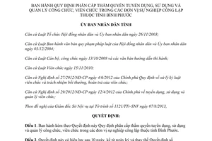 Quyết định 33/2013/QĐ-UBND phân cấp thẩm quyền tuyển dụng quản lý công chức viên chức Bình Phước