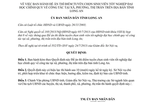 Quyết định 37/2013/QĐ-UBND tuyển chọn sinh viên công tác xã phường thị trấn Long An