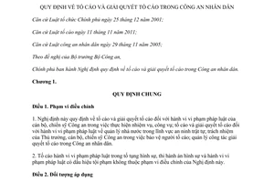 Nghị định 91/2013/NĐ-CP tố cáo giải quyết trong công an nhân dân