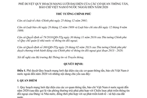 Quyết định 1378/QĐ-TTg 2013 mạng lưới cơ quan thông tấn báo chí Việt Nam nước ngoài