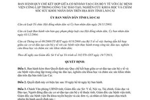 Quyết định 32/2013/QĐ-UBND kết hợp đào tạo nghiên cứu khoa học chăm sóc sức khỏe Lào Cai