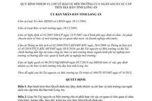 Quyết định 41/2013/QĐ-UBND chi bảo vệ môi trường ngân sách các cấp Long An