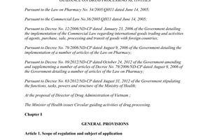 Circular No. 23/2013/TT-BYT guidance on drug processing activities