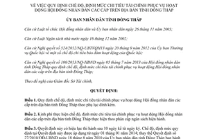 Quyết định 28/2013/QĐ-UBND chế độ định mức chi tiêu tài chính Hội đồng nhân dân Đồng Tháp