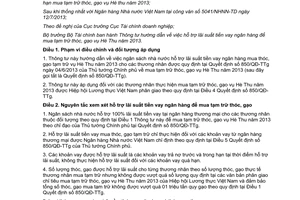 Thông tư 109/2013/TT-BTC hỗ trợ lãi suất vay tạm trữ thóc gạo vụ Hè Thu 2013