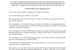 Quyết định 38/2013/QĐ-UBND bổ sung Quyết định 34/2011/QĐ-UBND Long An