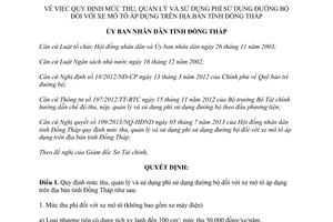 Quyết định 25/2013/QĐ-UBND mức thu quản lý sử dụng phí đường bộ xe mô tô Đồng Tháp