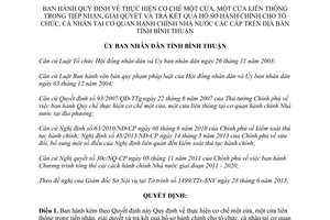Quyết định 36/2013/QĐ-UBND cơ chế một cửa tại cơ quan hành chính Nhà nước Bình Thuận