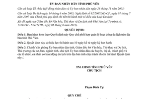 Quyết định 23/2013/QĐ-UBND phối hợp quản lý hoạt động du lịch Phú Yên