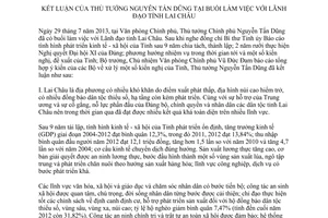 Thông báo 307/TB-VPCP năm 2013 kết luận buổi làm việc với Lãnh đạo Lai Châu