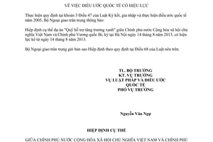 Thông báo hiệu lực Hiệp định dự án Quỹ hỗ trợ tăng trưởng xanh Việt Nam Bỉ