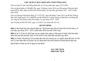 Quyết định 1384/QĐ-UBND năm 2013 Kế hoạch lộ trình tiến tới bảo hiểm y tế toàn dân Vĩnh Long