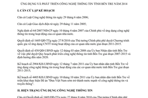 Kế hoạch 3839/KH-UBND năm 2013 ứng dụng phát triển công nghệ thông tin Bến Tre 2014