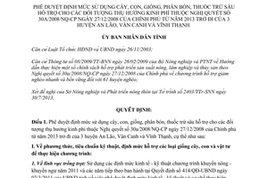 Quyết định 2236/QĐ-UBND định mức sử dụng cây con giống phân bón 2013 Bình Định