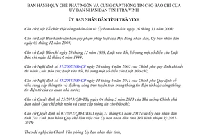 Quyết định 21/2013/QĐ-UBND quy chế phát ngôn cung cấp thông tin báo chí Trà Vinh