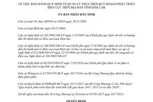 Quyết định 22/2013/QĐ-UBND quản lý quy hoạch phát triển điện lực Đắk Lắk