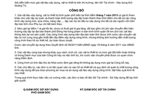 Công bố 2202/CB-STC-SXD năm 2013 giá vật liệu xây dựng vật tư thiết bị Quảng Trị