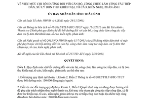 Quyết định 12/2013/QĐ-UBND mức chi bồi dưỡng cán bộ tiếp dân xử lý đơn khiếu nại Thái Bình