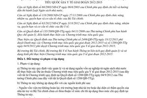 Thông tư liên tịch 113/2013/TTLT-BTC-BYT quản lý sử dụng kinh phí mục tiêu quốc gia y tế 2012 2015
