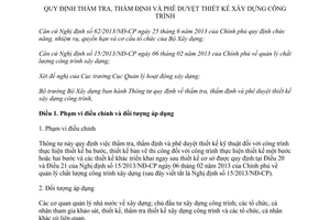 Thông tư 13/2013/TT-BXD thẩm tra thẩm định phê duyệt thiết kế xây dựng công trình