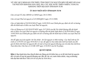 Quyết định 31/2013/QĐ-UBND bảng giá tối thiểu tính thuế tài nguyên khoáng sản Kon Tum