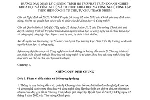 Thông tư 19/2013/TT-BKHCN hỗ trợ phát triển doanh nghiệp khoa học công nghệ