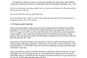Chỉ thị 3004/CT-BGDĐT năm 2013 nhiệm vụ trọng tâm giáo dục 2013 2014