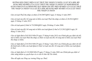 Thông tư 111/2013/TT-BTC Hướng dẫn Luật thuế thu nhập cá nhân và Nghị định 65/2013/NĐ-CP