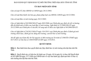 Quyết định 36/2013/QĐ-UBND bảo vệ môi trường Hà Tĩnh