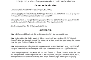 Quyết định 2234/QĐ-UBND năm 2013 điều chỉnh kế hoạch vốn đầu tư Bình Định