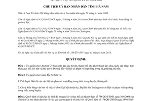 Quyết định 929/QĐ-UBND năm 2013 ủy quyền quản lý tổ chức Hội Hà Nam