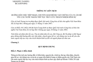 Thông tư liên tịch 02/2013/TTLT-VKSNDTC-TANDTC-BCA-BTP-BNG tiếp nhận chuyển giao hồ sơ vật chứng