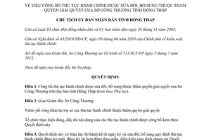 Quyết định 795/QĐ-UBND-HC năm 2013 thủ tục hành chính Sở Công Thương Đồng Tháp