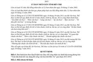 Quyết định 28/2013/QĐ-UBND công nhận danh hiệu xây dựng đời sống văn hoá Bến Tre