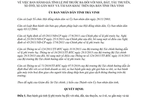 Quyết định 22/2013/QĐ-UBND lệ phí trước bạ nhà đất tàu thuyền xe tài sản khác Trà Vinh